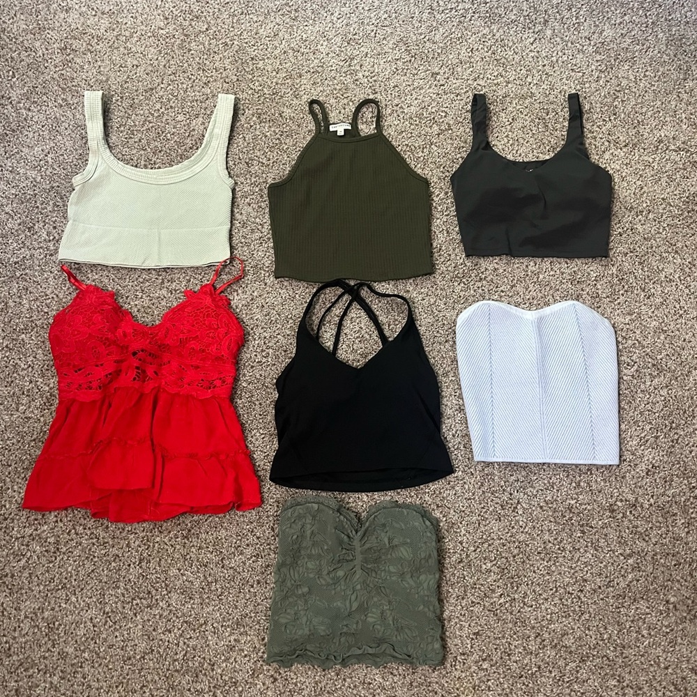 Assorted colored crop tops